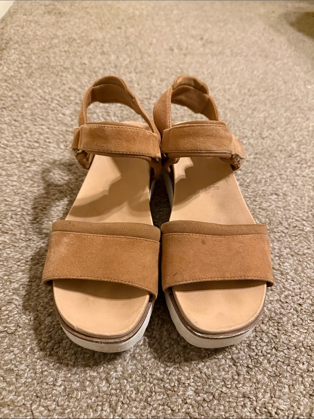 Dr. Scholl's Tan Suede Platform Sandals